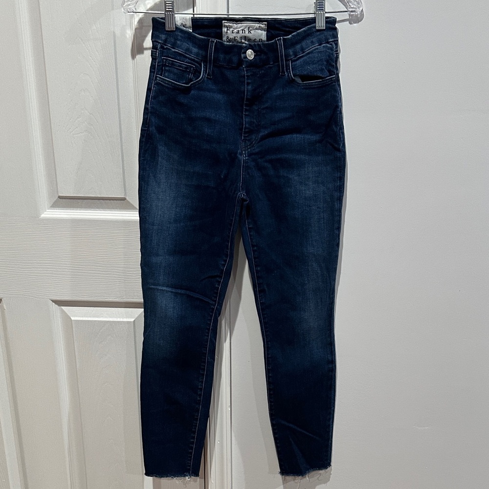 Frank & Eileen Women’s Blue Denim Sligo Skinny Jean Raw Hem Boho Classic Size 27